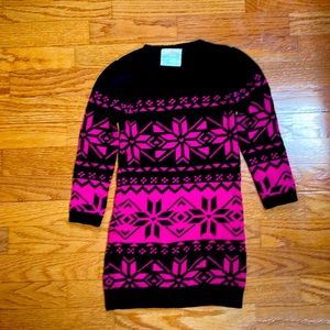 Girls Lolly Wolly Doodle Sweater Dress 6-7 pink black
